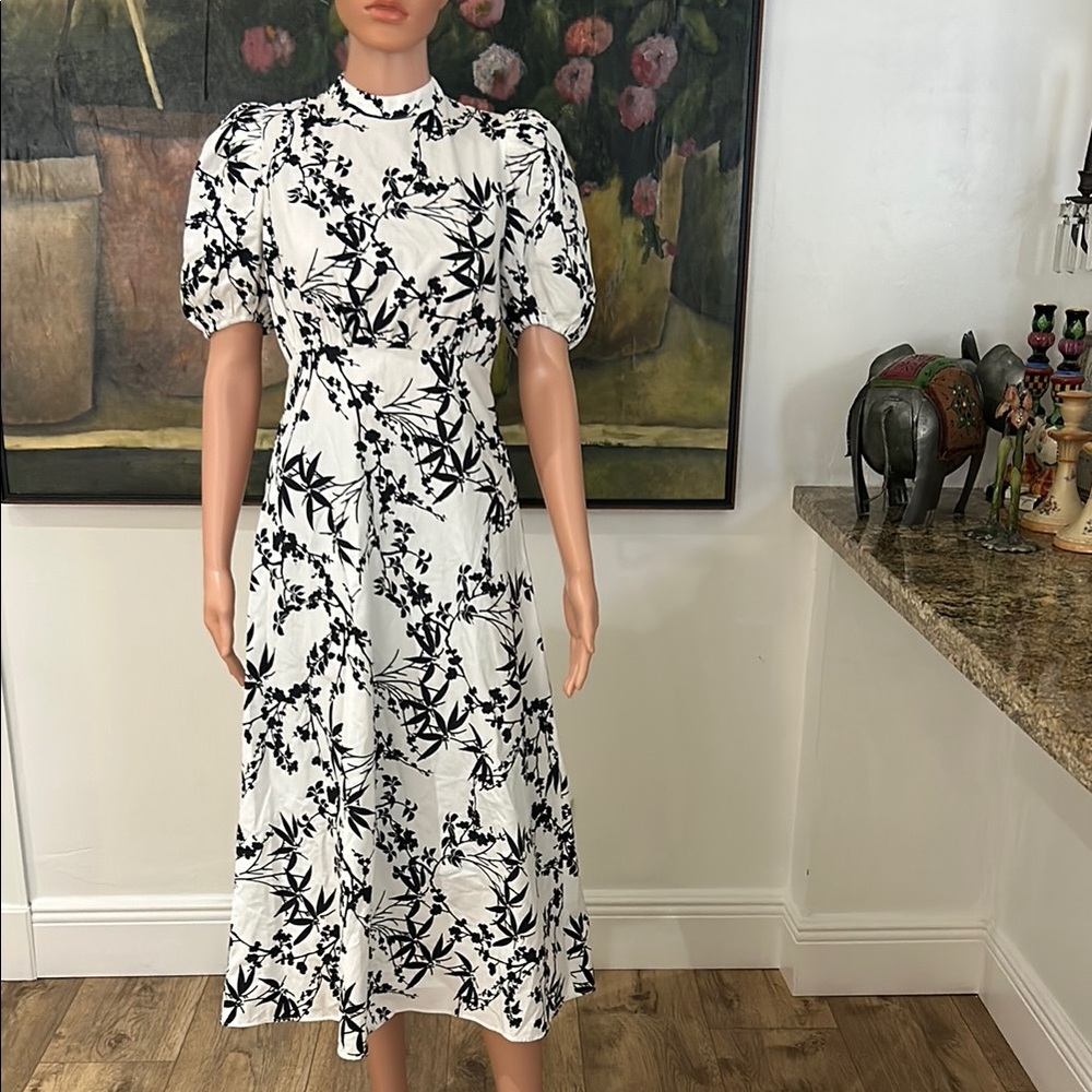 NEW with tags Zara Floral Black and White Dress